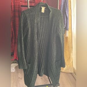 Matty M Dark Green Ribbed Cardigan with front pockets